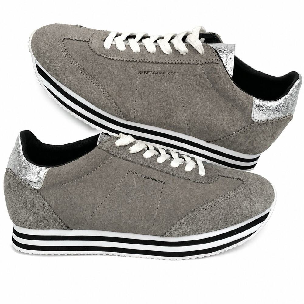 Rebecca Minkoff Susanna Platform Sneakers Womens US 11 EU 41 Gray Suede Silver